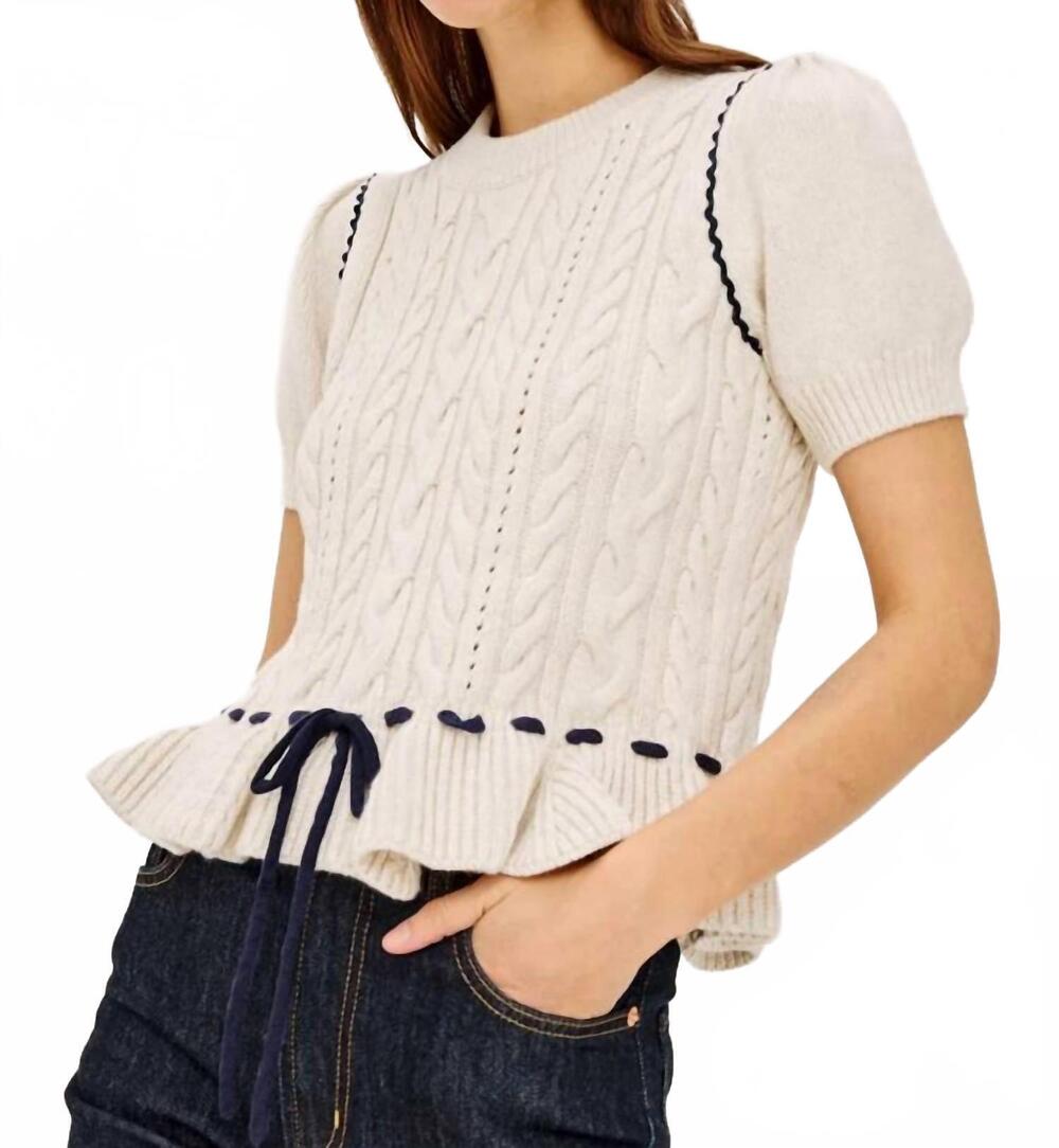 NEW RAILS chandi short sleeve sweater in heather oat